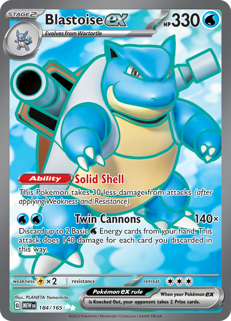 Blastoise ex (184/165) [Scarlet & Violet: 151] | Anubis Games and Hobby