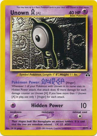 Unown [A] (33/75) [Neo Discovery Unlimited] | Anubis Games and Hobby