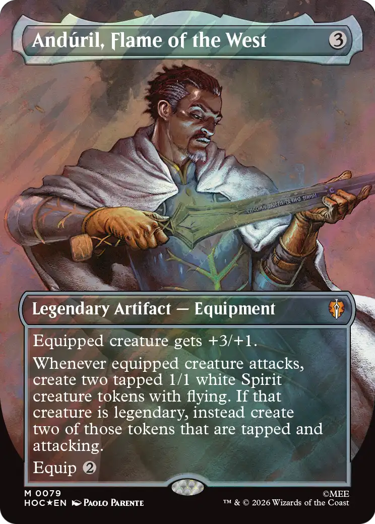 Anduril, Flame of the West (Borderless) (Surge Foil) [The Hobbit: Eternal-Legal] | Anubis Games and Hobby