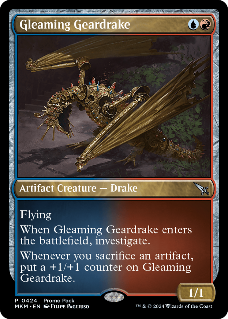 Gleaming Geardrake (Promo Pack) [Murders at Karlov Manor Promos] | Anubis Games and Hobby