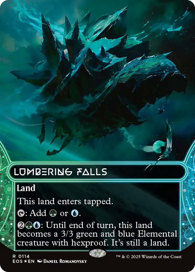 Lumbering Falls (0114) (Borderless) (Galaxy Foil) [Edge of Eternities: Stellar Sights] | Anubis Games and Hobby
