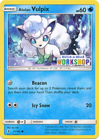 Alolan Vulpix (21/145) (Build A Bear Workshop Exclusive) [Sun & Moon: Guardians Rising] | Anubis Games and Hobby