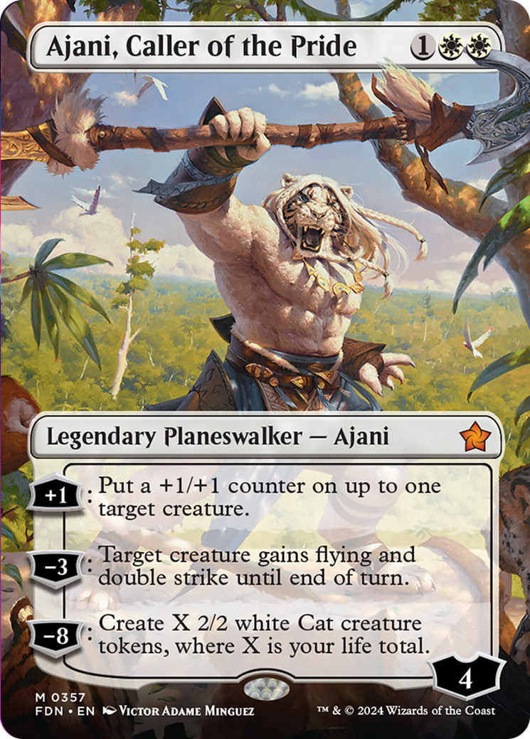 Ajani, Caller of the Pride (Borderless) [Foundations] | Anubis Games and Hobby