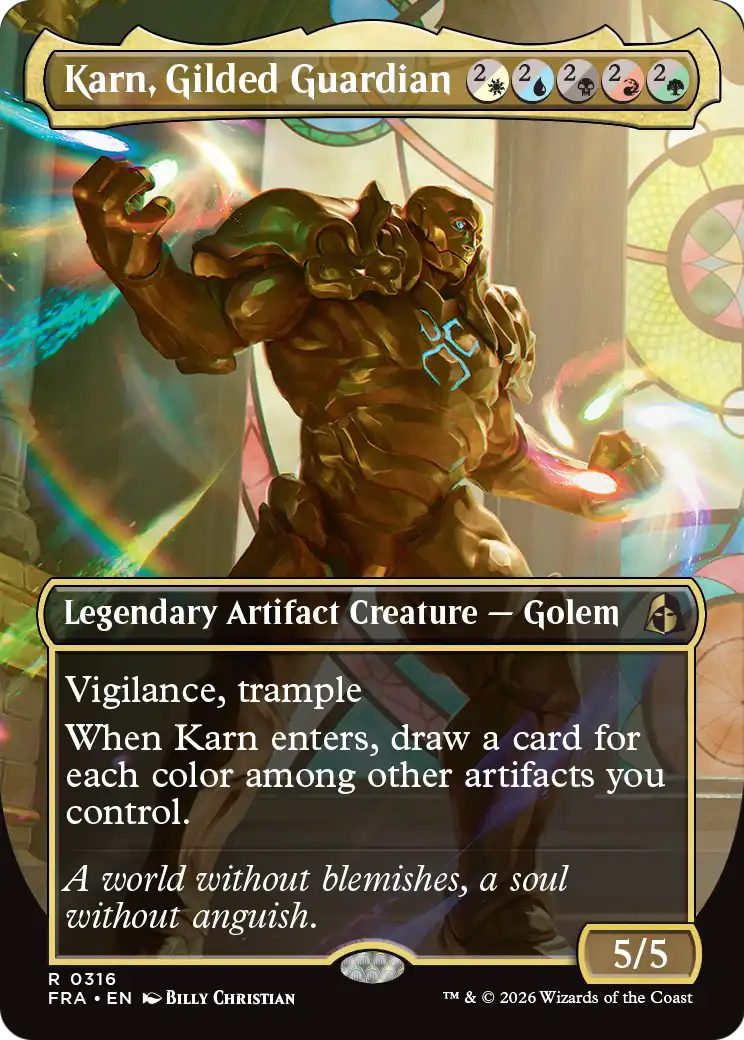 Karn, Gilded Guardian (Borderless) [Reality Fracture] | Anubis Games and Hobby