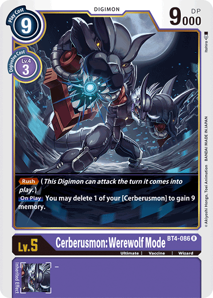 Cerberusmon: Werewolf Mode [BT4-086] [Great Legend] | Anubis Games and Hobby