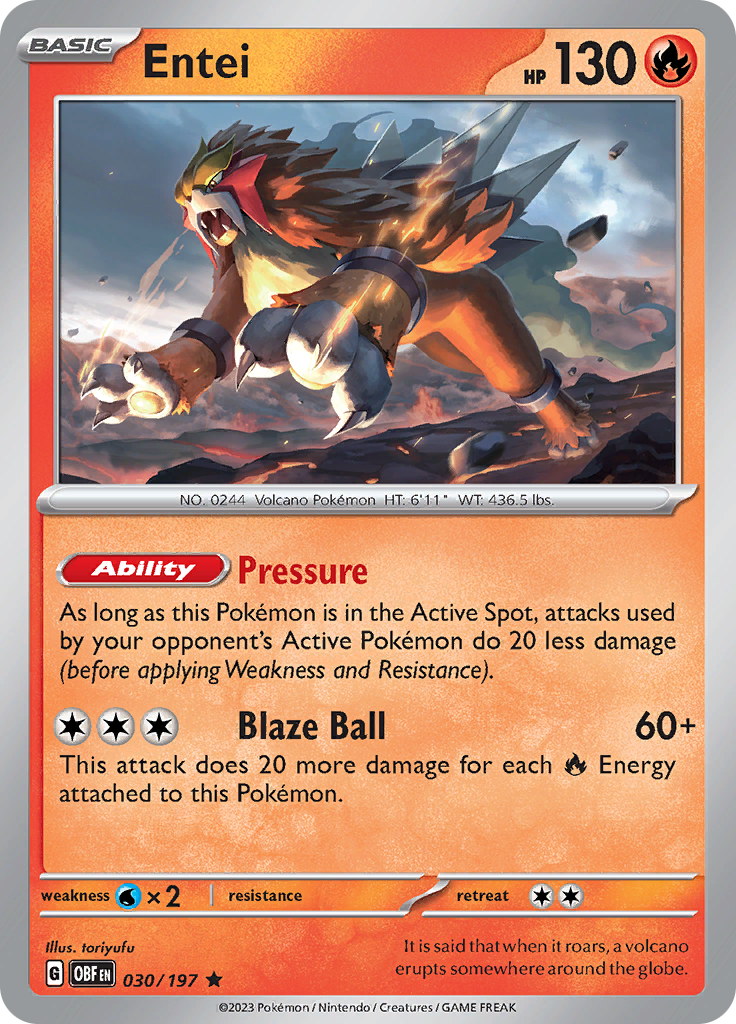 Entei (030/197) [Scarlet & Violet: Obsidian Flames] | Anubis Games and Hobby