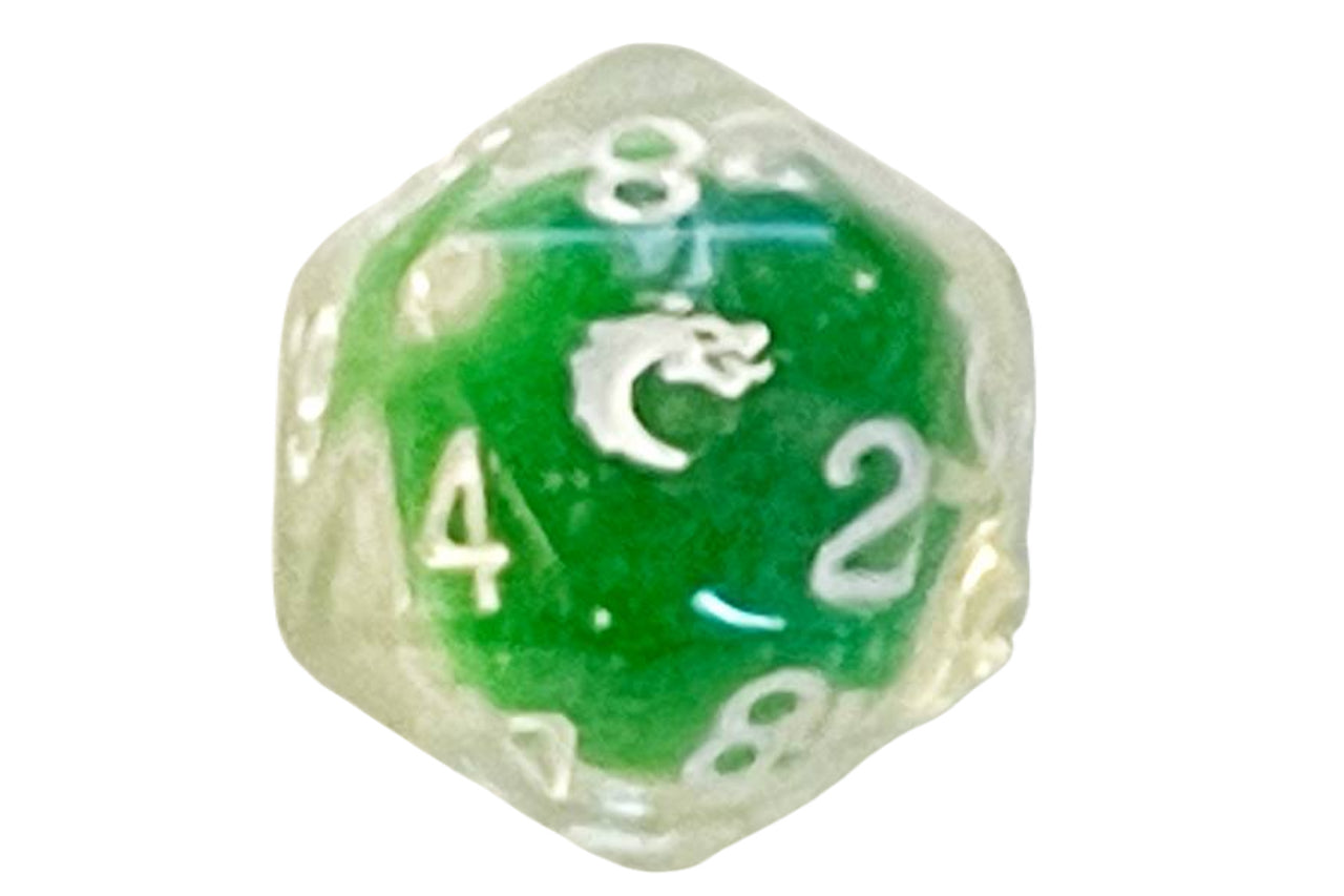 Liquid Infused D20 RPG Dice: Metallic Green | Anubis Games and Hobby