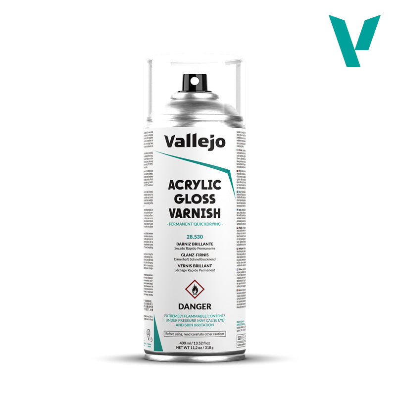 Acrylic Gloss Varnish Vallejo Spray (400ml) | Anubis Games and Hobby