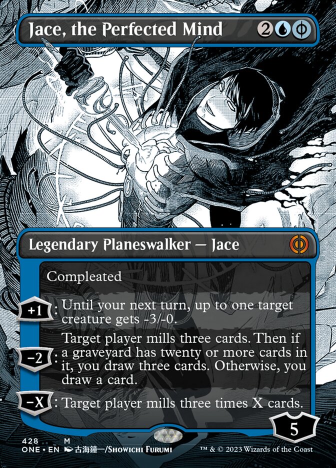 Jace, the Perfected Mind (Borderless Manga Step-and-Compleat Foil) [Phyrexia: All Will Be One] | Anubis Games and Hobby