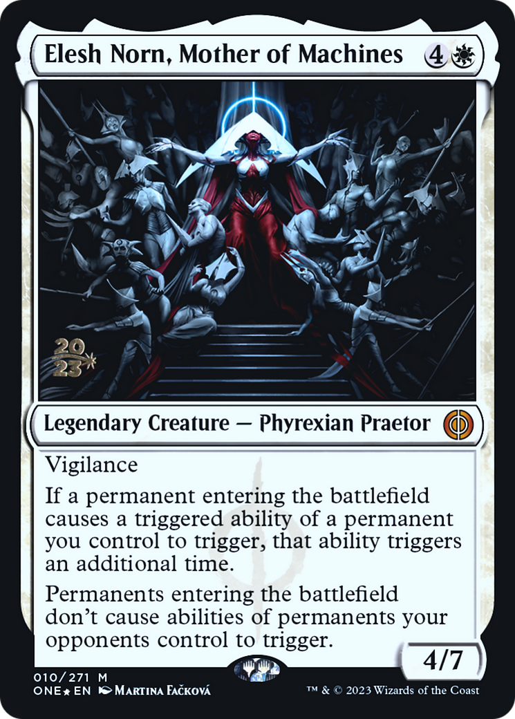 Elesh Norn, Mother of Machines [Phyrexia: All Will Be One Prerelease Promos] | Anubis Games and Hobby