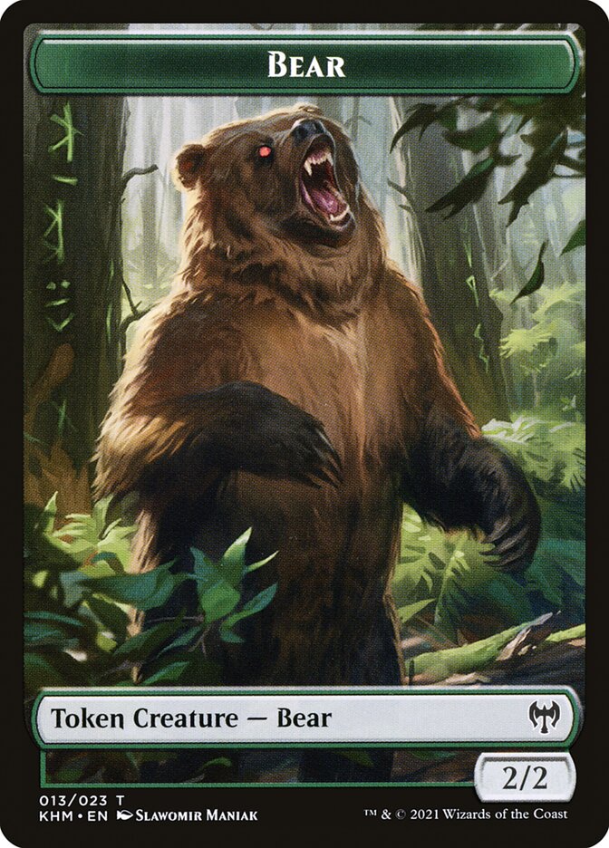 Human Warrior // Bear Double-Sided Token [Kaldheim Tokens] | Anubis Games and Hobby