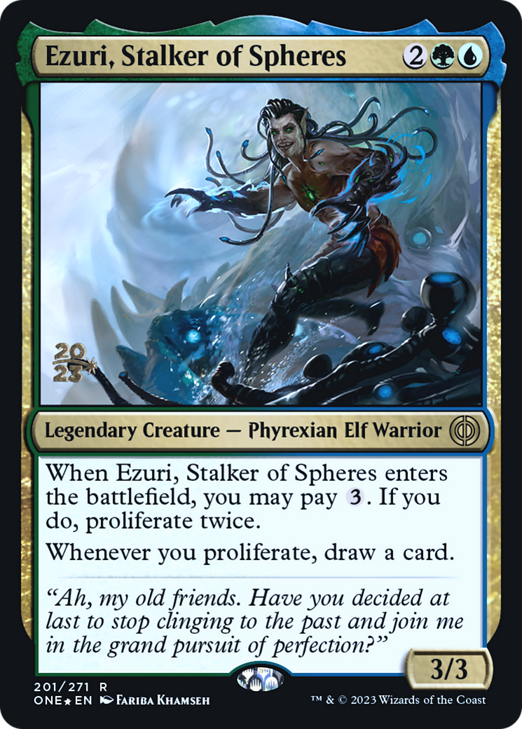 Ezuri, Stalker of Spheres [Phyrexia: All Will Be One Prerelease Promos] | Anubis Games and Hobby