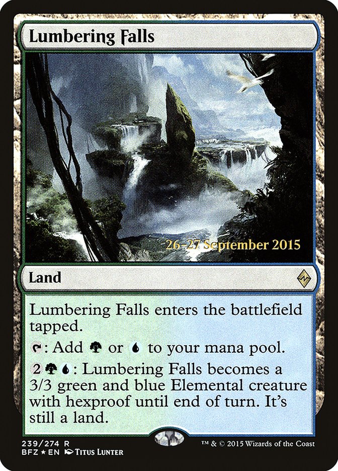 Lumbering Falls [Battle for Zendikar Prerelease Promos] | Anubis Games and Hobby