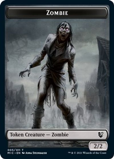 Zombie // Zombie Double-Sided Token (005 MIC/005 MID) [Innistrad: Midnight Hunt Commander Tokens] | Anubis Games and Hobby