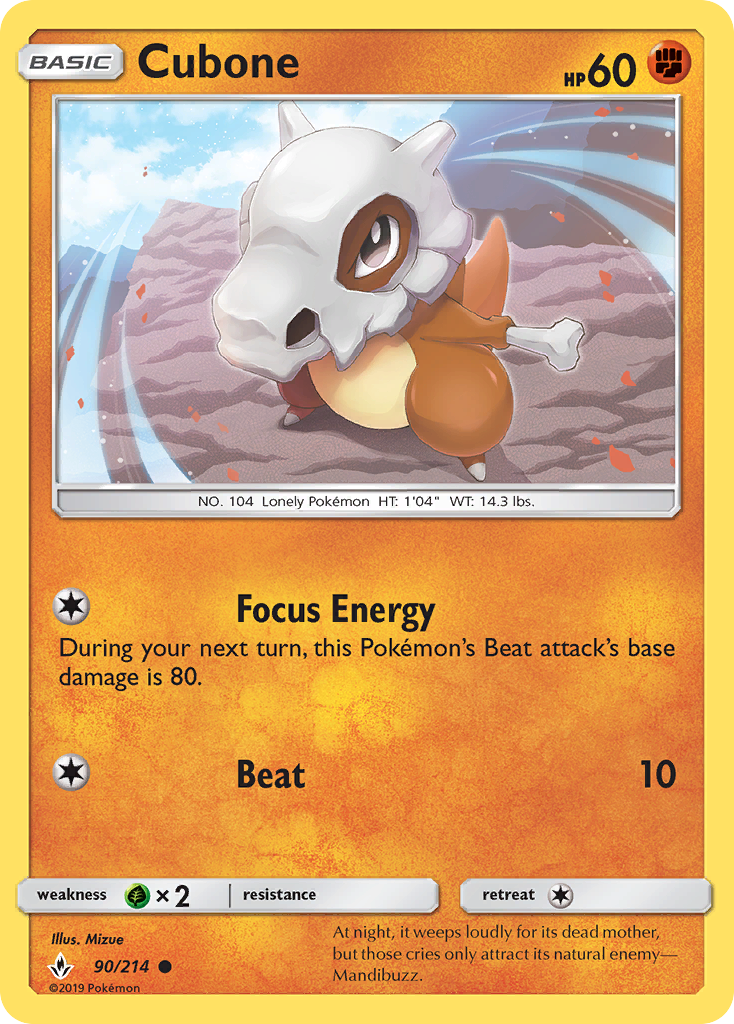 Cubone (90/214) [Sun & Moon: Unbroken Bonds] | Anubis Games and Hobby