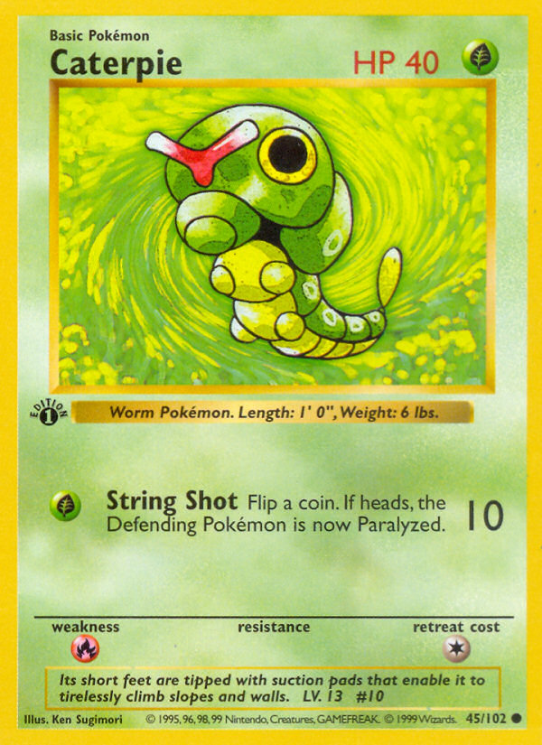 Caterpie (45/102) (Shadowless) [Base Set 1st Edition] | Anubis Games and Hobby