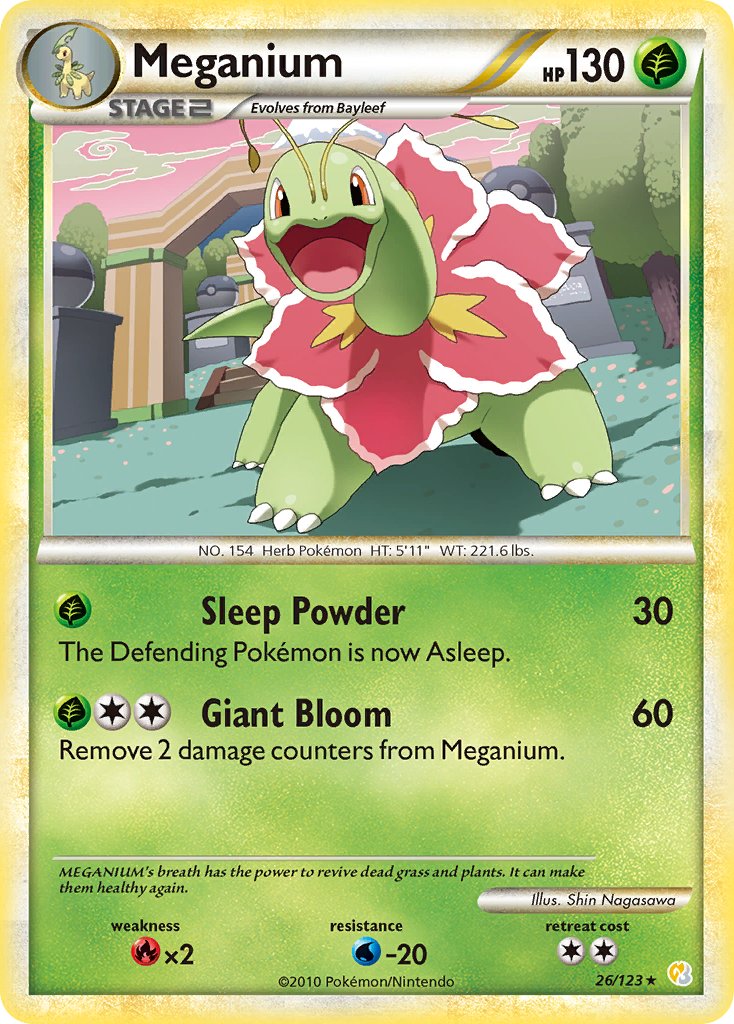 Meganium (26/123) (Theme Deck Exclusive) [HeartGold & SoulSilver: Base Set] | Anubis Games and Hobby