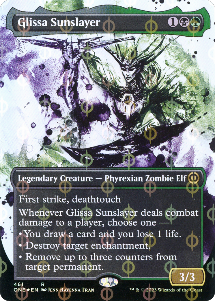 Glissa Sunslayer (Borderless Ichor Step-and-Compleat Foil) [Phyrexia: All Will Be One] | Anubis Games and Hobby