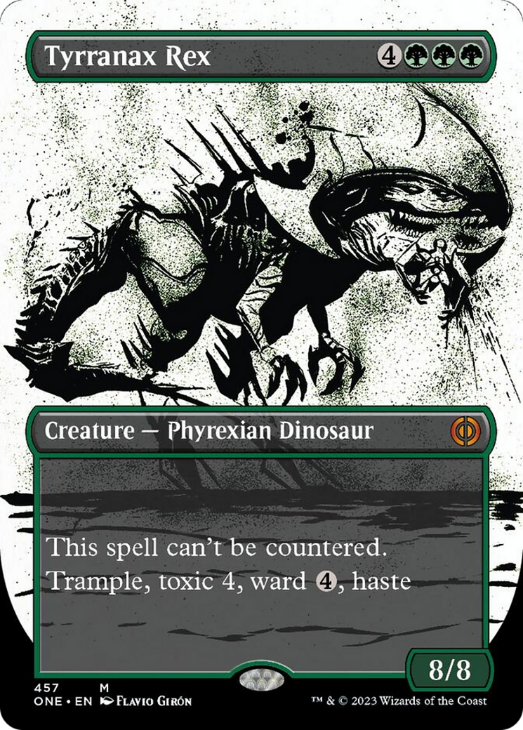 Tyrranax Rex (Borderless Ichor Step-and-Compleat Foil) [Phyrexia: All Will Be One] | Anubis Games and Hobby