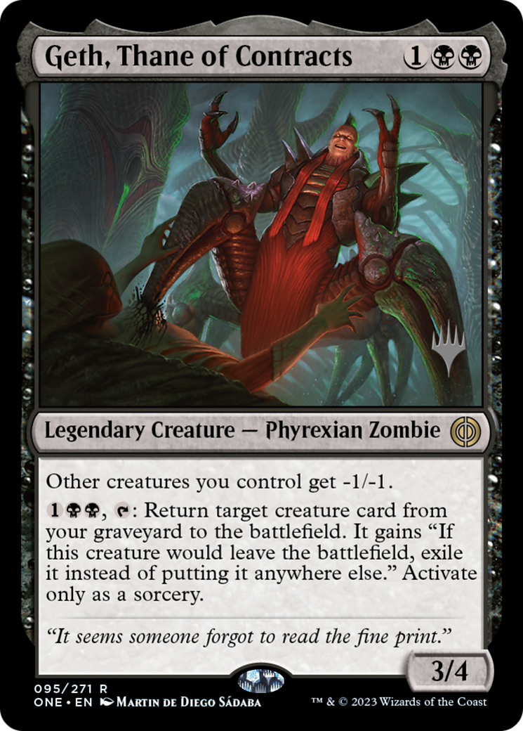 Geth, Thane of Contracts (Promo Pack) [Phyrexia: All Will Be One Promos] | Anubis Games and Hobby