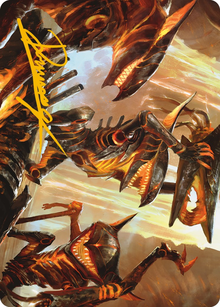 Gleeful Demolition Art Card (Gold-Stamped Signature) [Phyrexia: All Will Be One Art Series] | Anubis Games and Hobby