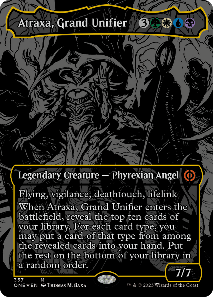 Atraxa, Grand Unifier (Oil Slick Raised Foil) [Phyrexia: All Will Be One] | Anubis Games and Hobby