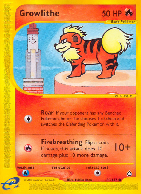 Growlithe (80/147) [Aquapolis] | Anubis Games and Hobby