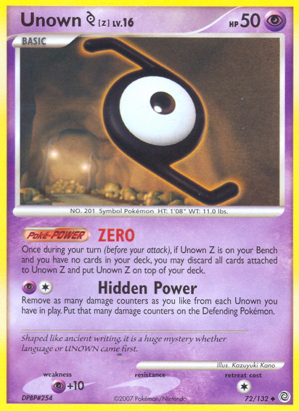 Unown Z (72/132) [Diamond & Pearl: Secret Wonders] | Anubis Games and Hobby