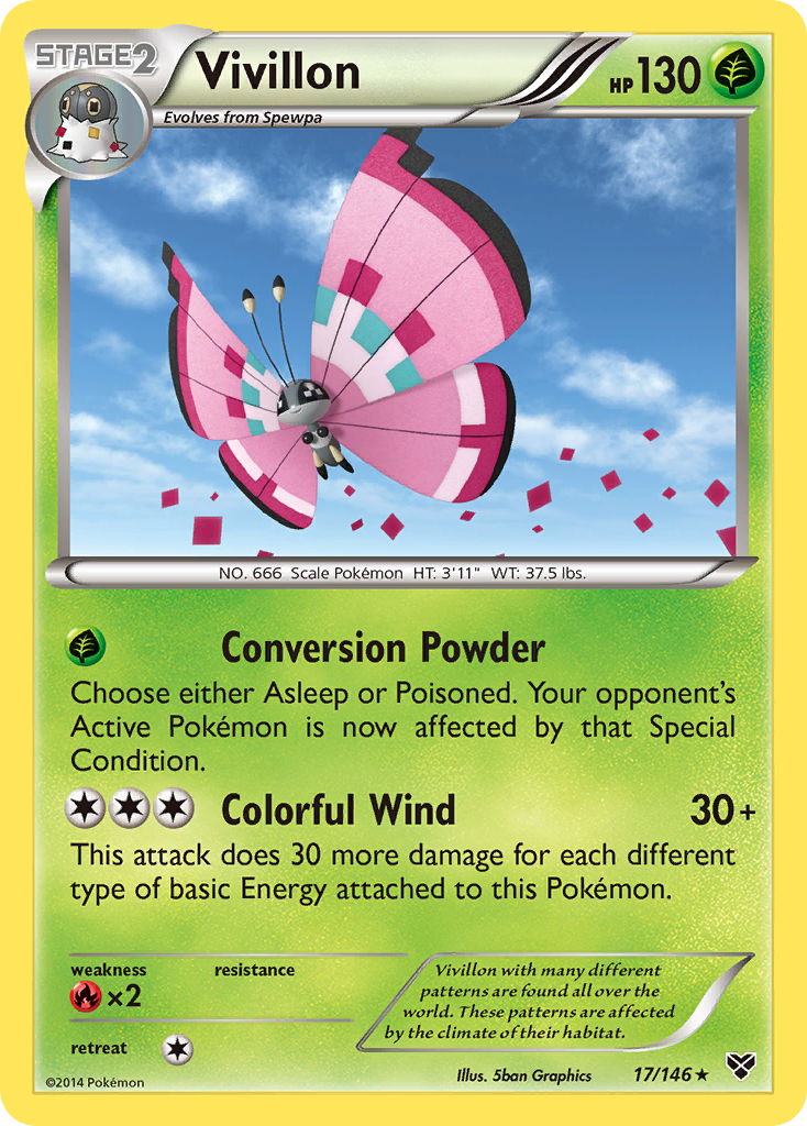 Vivillon (17/146) (Meadow Form/Pink Wings) [XY: Base Set] | Anubis Games and Hobby