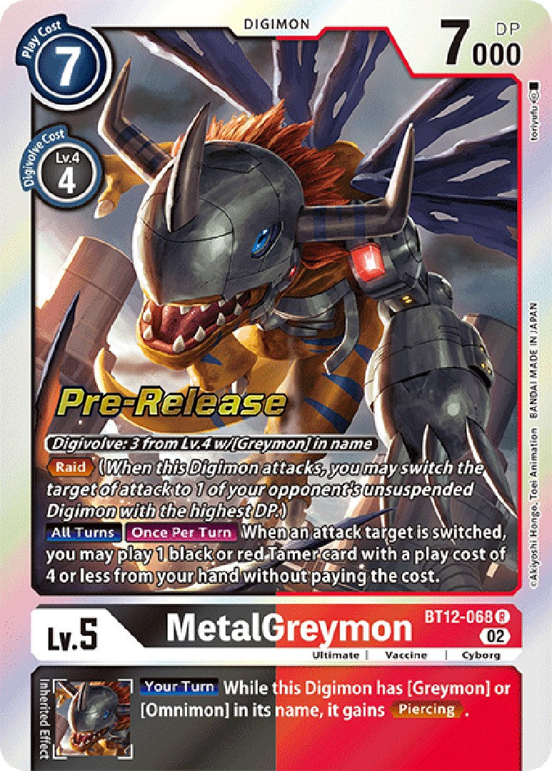 MetalGreymon [BT12-068] [Across Time Pre-Release Cards] | Anubis Games and Hobby