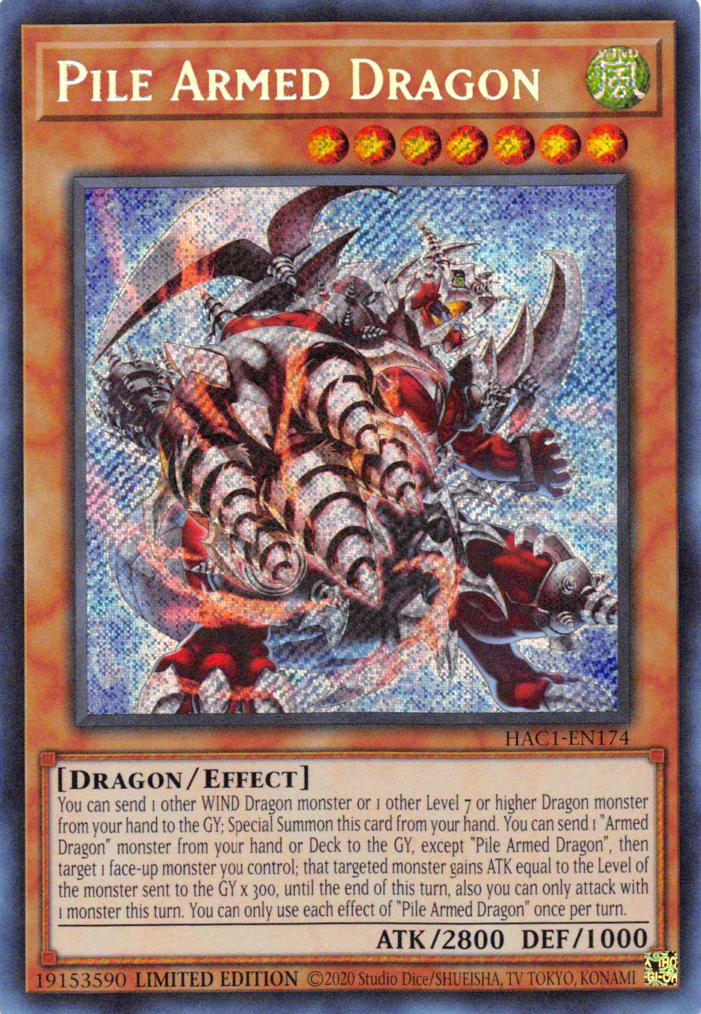 Pile Armed Dragon [HAC1-EN174] Secret Rare | Anubis Games and Hobby