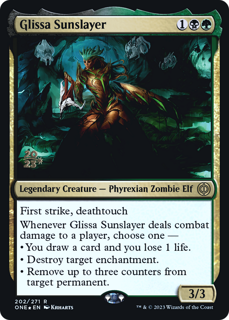 Glissa Sunslayer [Phyrexia: All Will Be One Prerelease Promos] | Anubis Games and Hobby