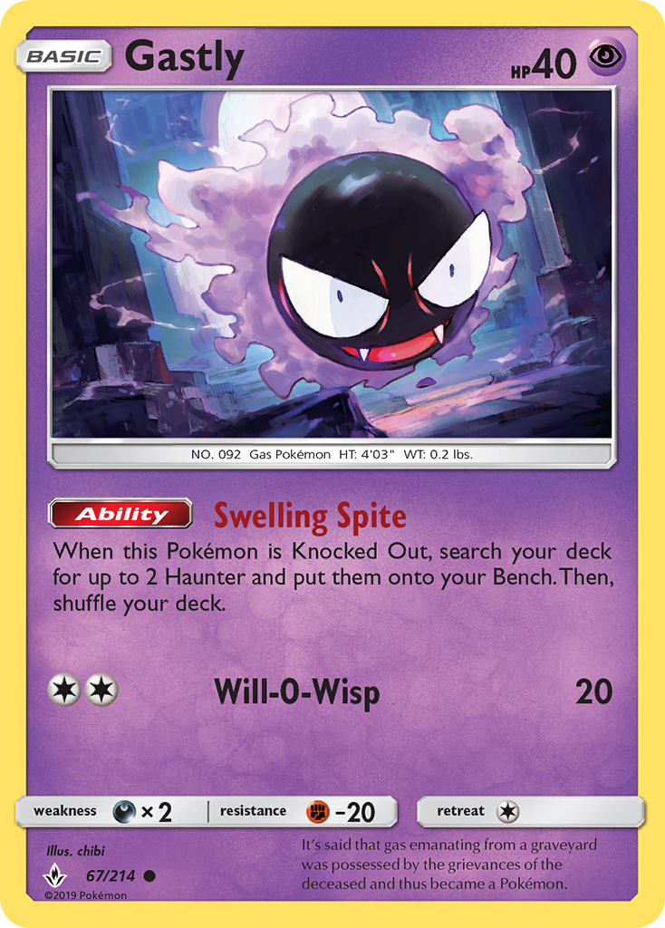 Gastly (67/214) [Sun & Moon: Unbroken Bonds] | Anubis Games and Hobby