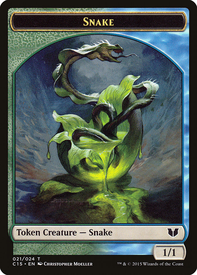 Snake (021) // Saproling Double-Sided Token [Commander 2015 Tokens] | Anubis Games and Hobby