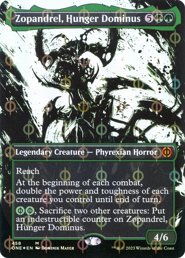 Zopandrel, Hunger Dominus (Borderless Ichor Step-and-Compleat Foil) [Phyrexia: All Will Be One] | Anubis Games and Hobby