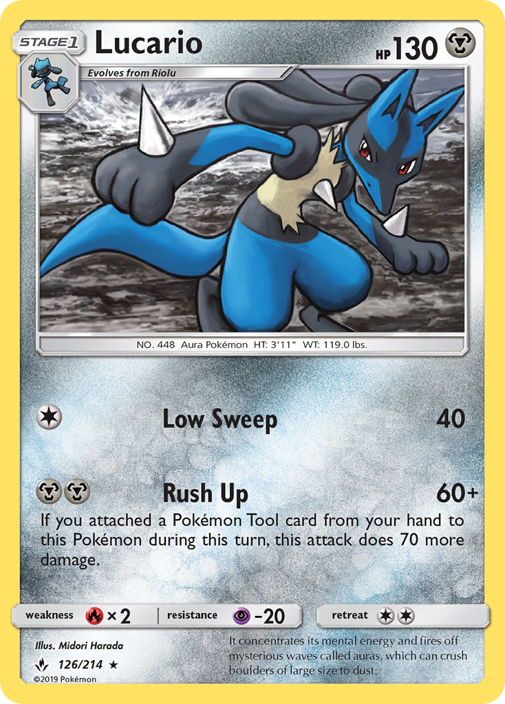 Lucario (126/214) [Sun & Moon: Unbroken Bonds] | Anubis Games and Hobby