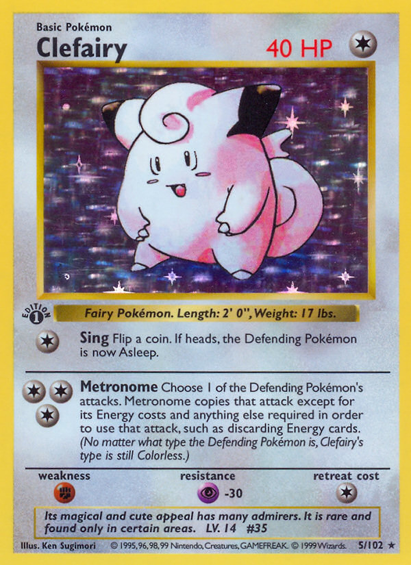 Clefairy (5/102) (Shadowless) [Base Set 1st Edition] | Anubis Games and Hobby