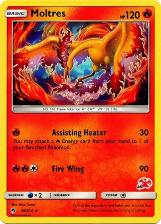 Moltres (38/214) (Charizard Stamp #46) [Battle Academy 2020] | Anubis Games and Hobby