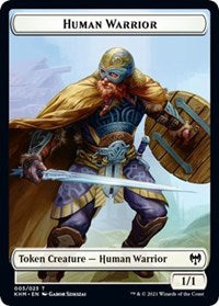 Human Warrior // Cat Double-Sided Token [Kaldheim Tokens] | Anubis Games and Hobby