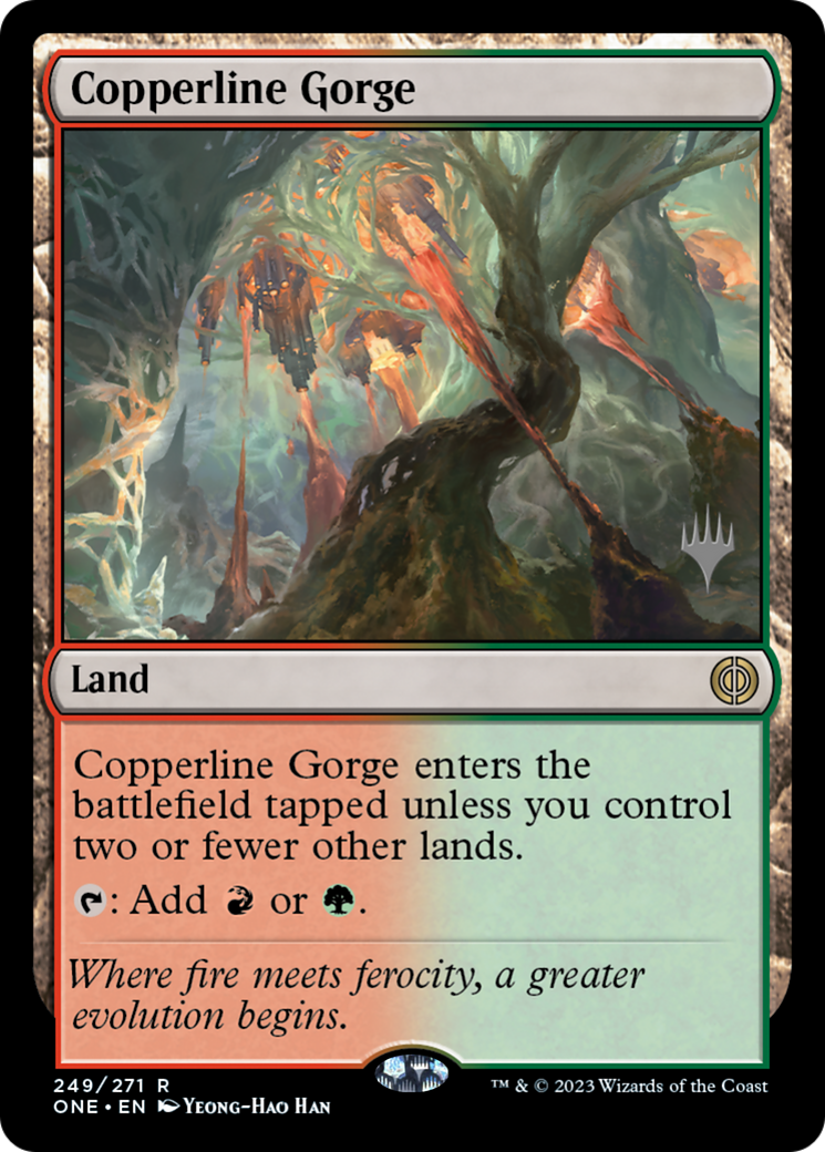 Copperline Gorge (Promo Pack) [Phyrexia: All Will Be One Promos] | Anubis Games and Hobby