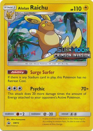 Alolan Raichu (SM72) (Staff Prerelease Promo) [Sun & Moon: Black Star Promos] | Anubis Games and Hobby