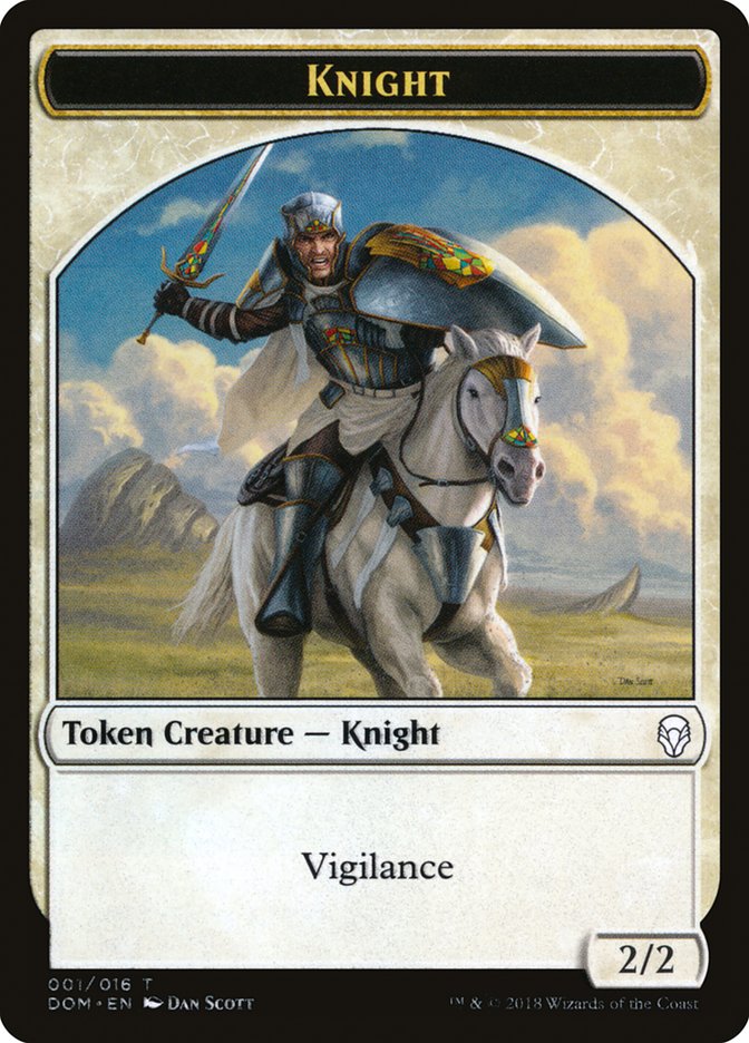 Knight Token (001/016) [Dominaria Tokens] | Anubis Games and Hobby