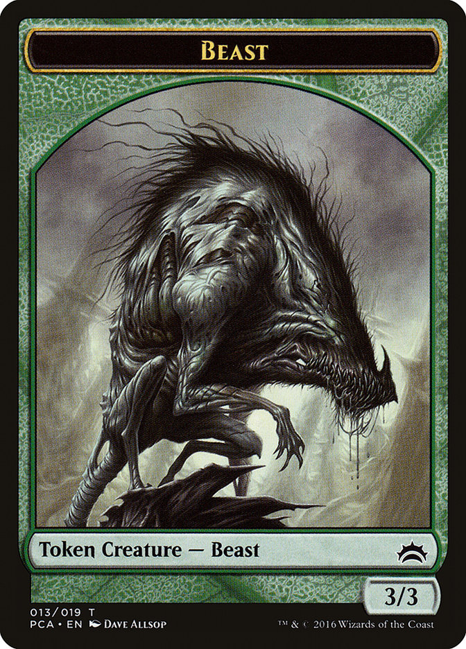 Beast // Saproling Double-Sided Token [Planechase Anthology Tokens] | Anubis Games and Hobby