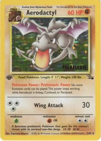 Aerodactyl (1/62) (Prerelease Promo) [Fossil 1st Edition] | Anubis Games and Hobby