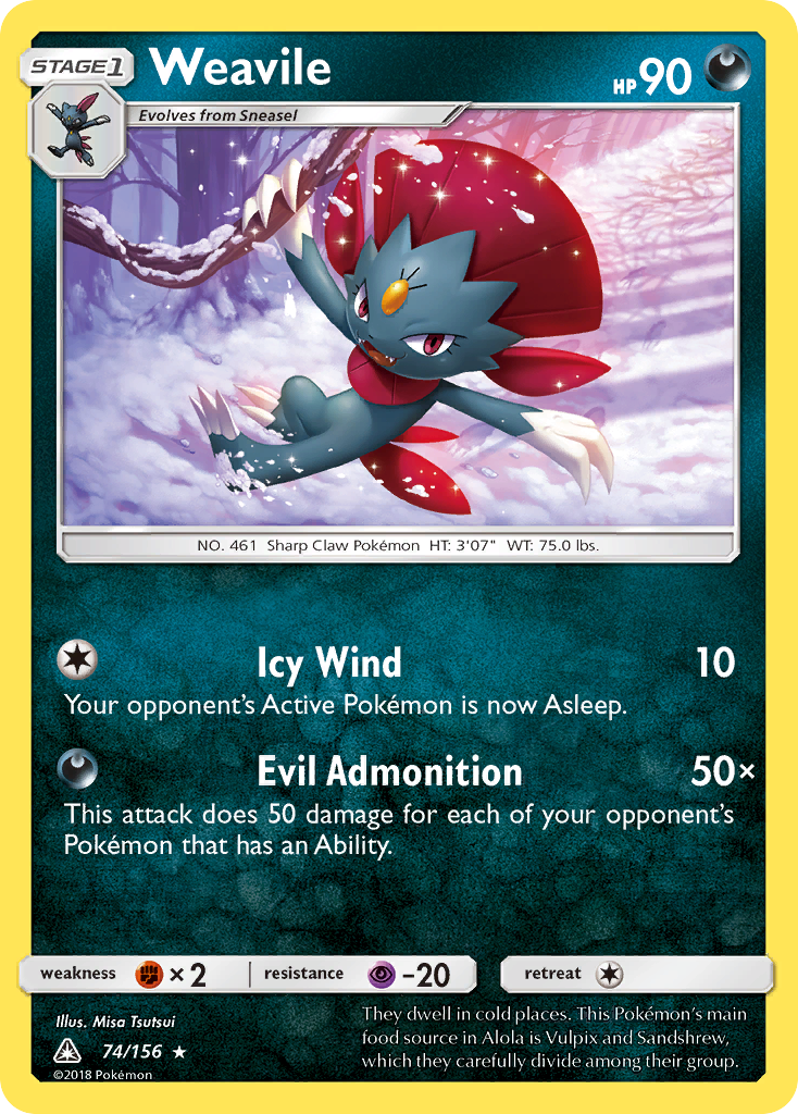 Weavile (74/156) [Sun & Moon: Ultra Prism] | Anubis Games and Hobby