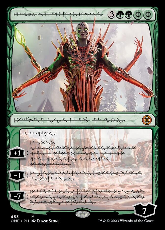 Nissa, Ascended Animist (Phyrexian Step-and-Compleat Foil) [Phyrexia: All Will Be One] | Anubis Games and Hobby