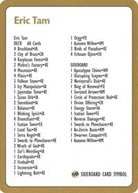 1996 Eric Tam Decklist Card [World Championship Decks] | Anubis Games and Hobby