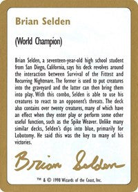 1998 Brian Selden Biography Card [World Championship Decks] | Anubis Games and Hobby