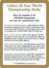 1999 World Championship Advertisement Card [World Championship Decks] | Anubis Games and Hobby
