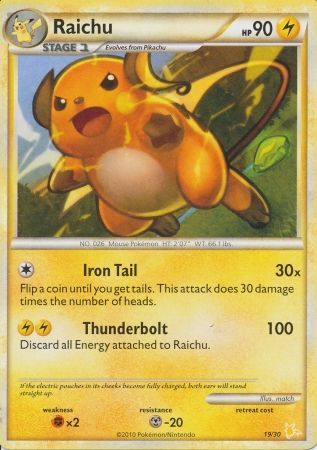 Raichu (19/30) [HeartGold & SoulSilver: Trainer Kit - Raichu] | Anubis Games and Hobby